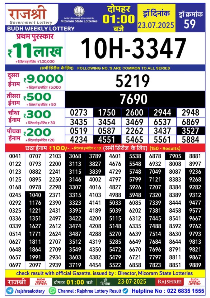 Lottery Result Today July 23, 2025