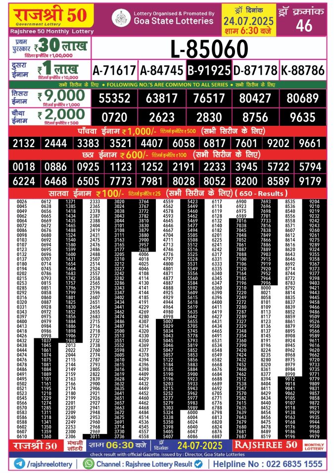 Lottery Result Today July 24, 2025