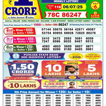 Lottery Result Today July 6, 2025