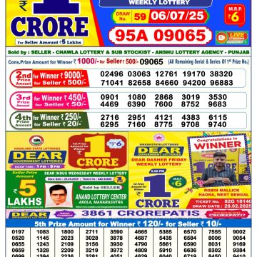 Lottery Result Today July 6, 2025