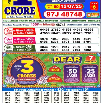 Lottery Result Today July 12, 2025