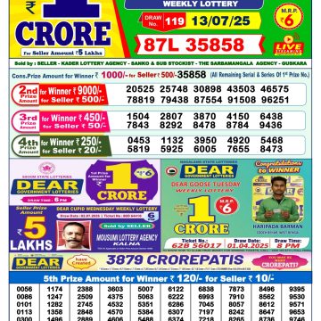 Lottery Result Today July 13, 2025