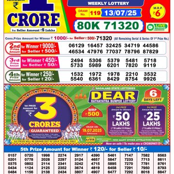 Lottery Result Today July 13, 2025