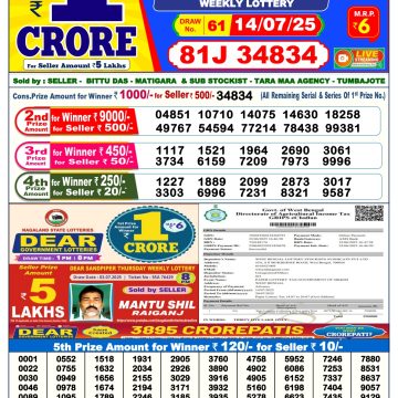 Lottery Result Today July 14, 2025
