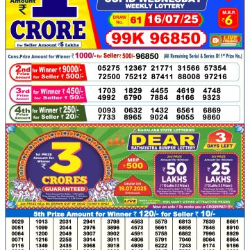 Lottery Result Today July 16, 2025