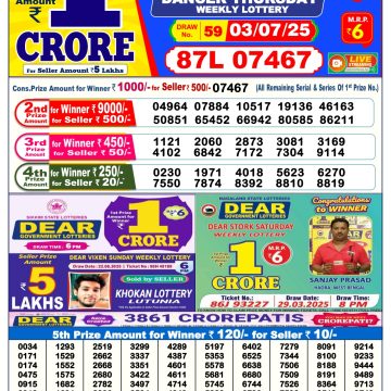 Lottery Result Today July 3, 2025