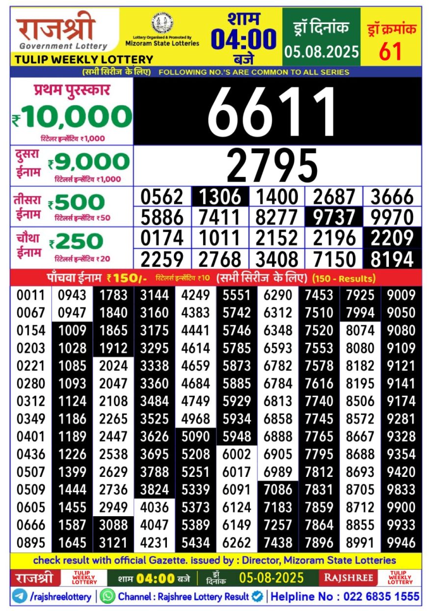 Lottery Result Today August 5, 2025