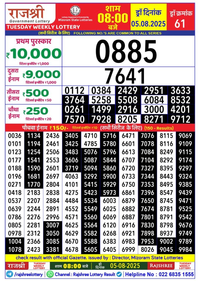 Lottery Result Today August 5, 2025
