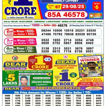 Lottery Result Today August 29, 2025