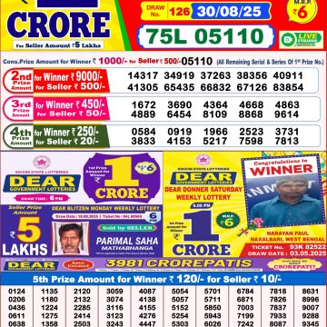 Lottery Result Today August 30, 2025
