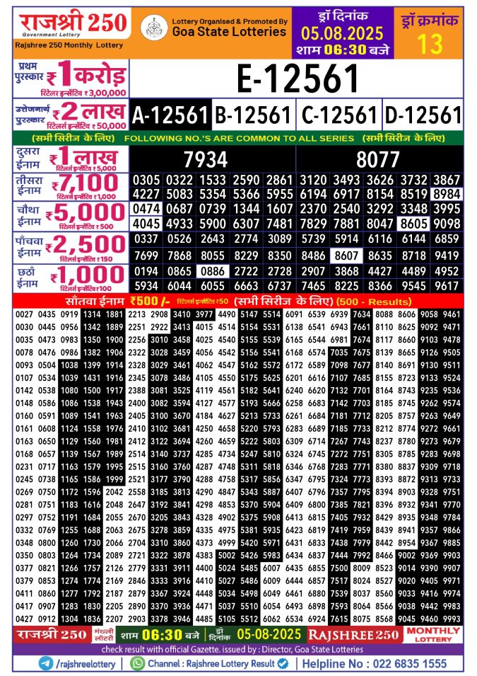 Lottery Result Today August 5, 2025