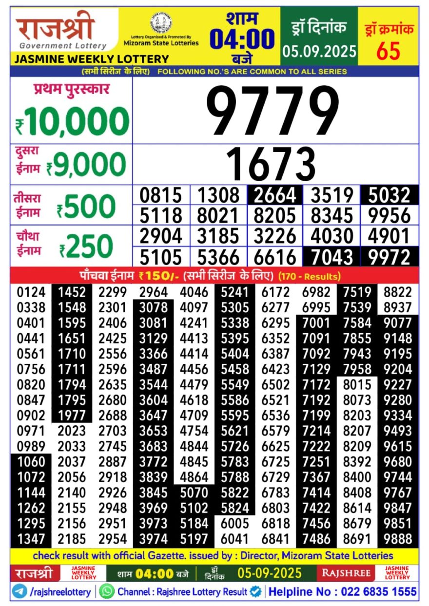 Lottery Result Today September 5, 2025