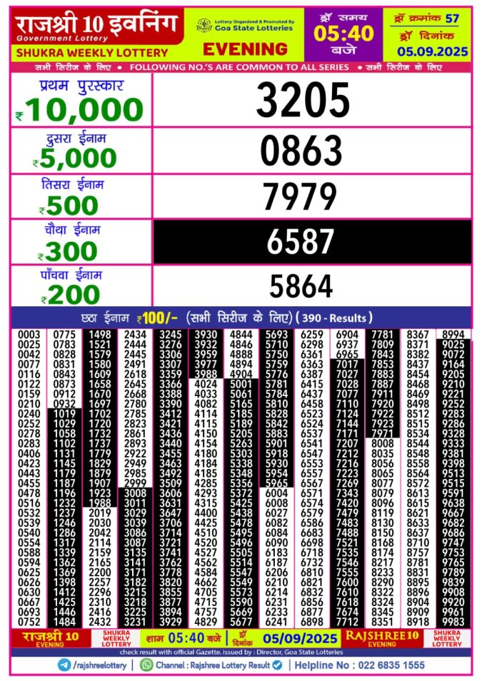 Lottery Result Today September 5, 2025