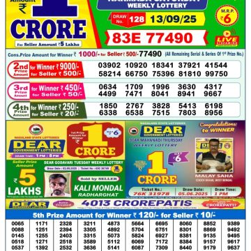 Lottery Result Today September 13, 2025