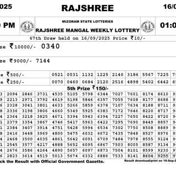 Lottery Result Today September 16, 2025