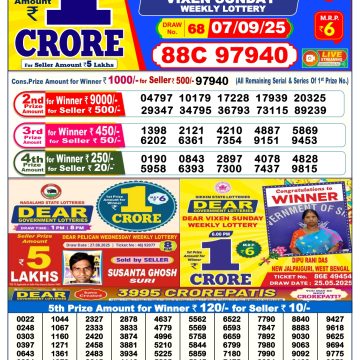 Lottery Result Today September 7, 2025
