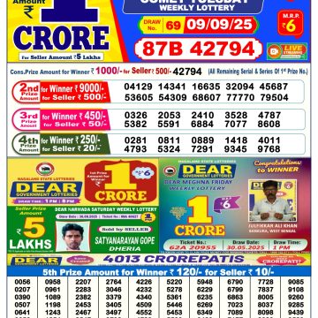 Lottery Result Today September 9, 2025