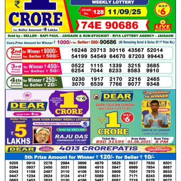 Lottery Result Today September 11, 2025