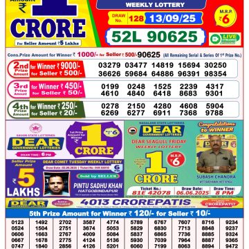 Lottery Result Today September 13, 2025