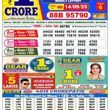 Lottery Result Today September 14, 2025