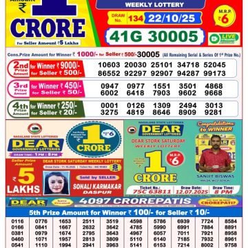 Lottery Result Today October 22, 2025