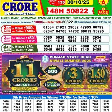 Lottery Result Today October 30, 2025