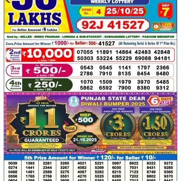 Lottery Result Today October 25, 2025