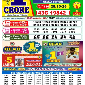 Lottery Result Today October 26, 2025