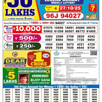 Lottery Result Today October 27, 2025