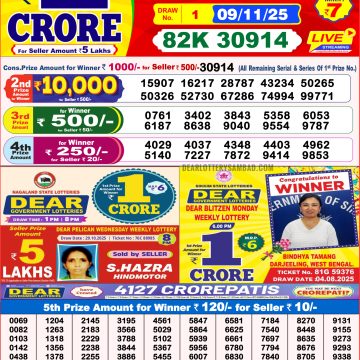 Lottery Result Today November 9, 2025