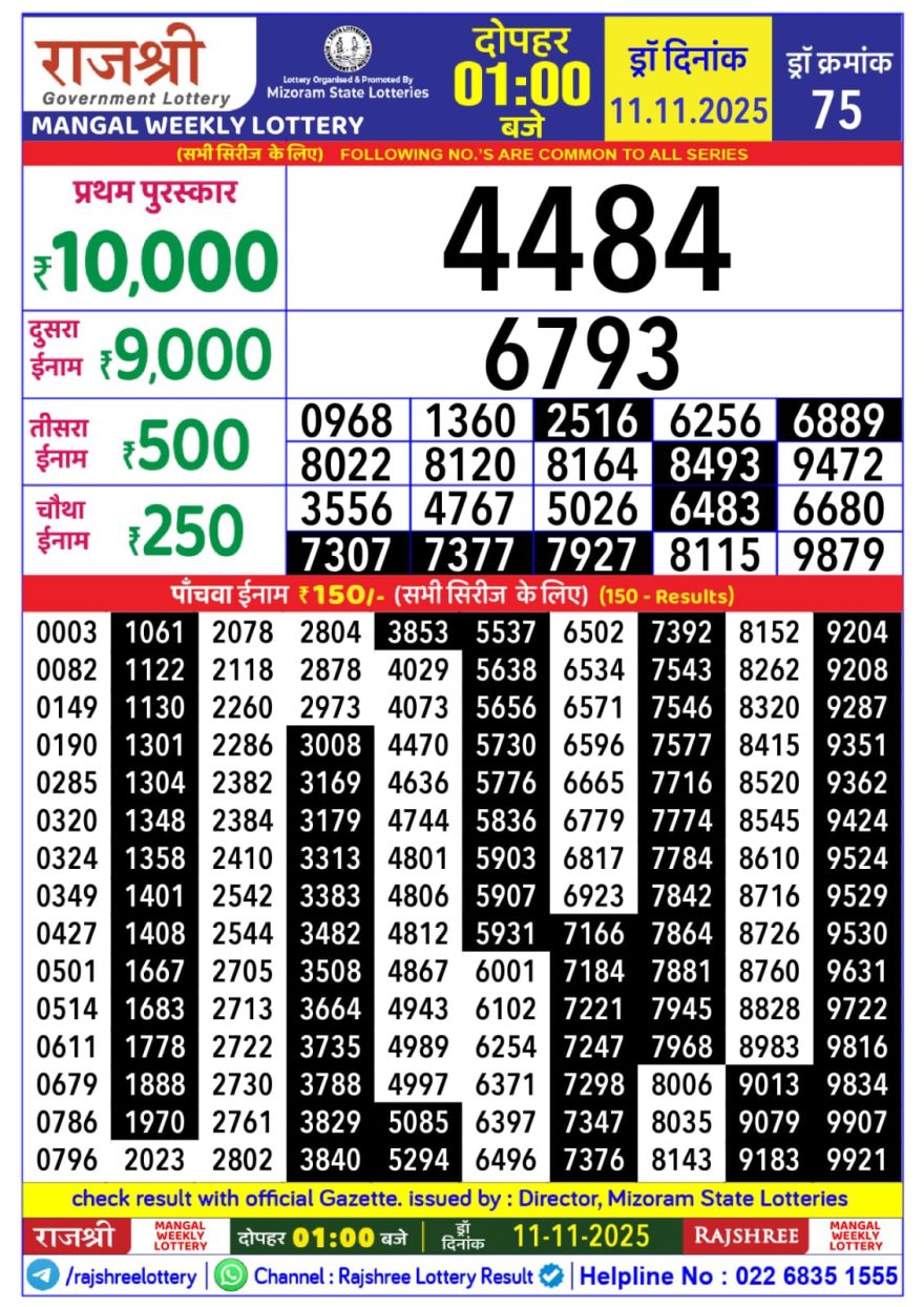 Lottery Result Today November 11, 2025