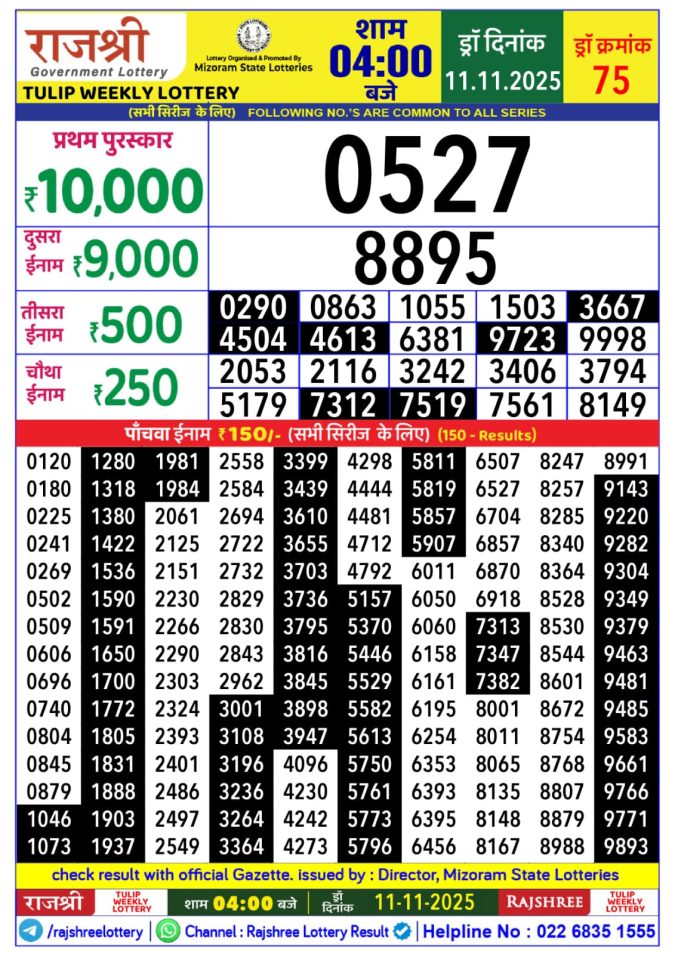 Lottery Result Today November 11, 2025