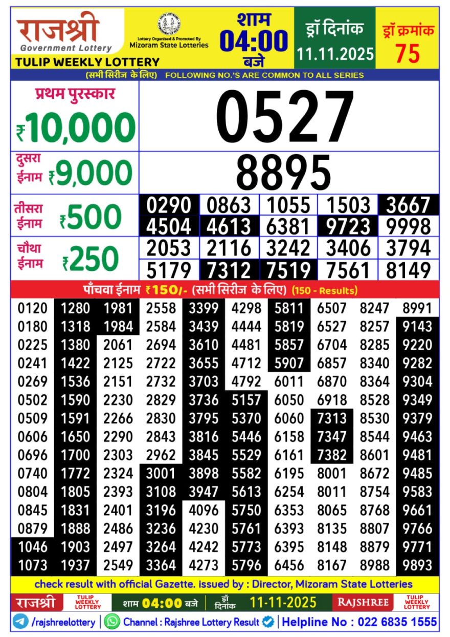 Lottery Result Today November 11, 2025