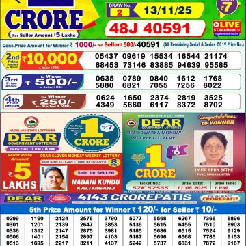Lottery Result Today November 13, 2025