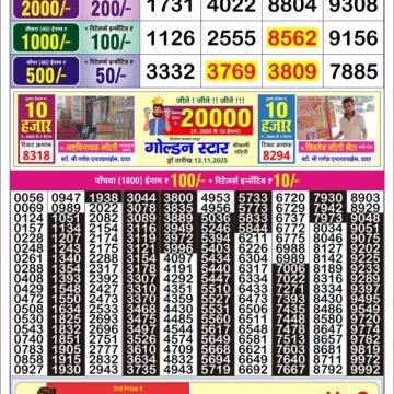 Lottery Result Today November 14, 2025