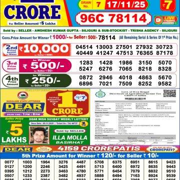 Lottery Result Today November 17, 2025