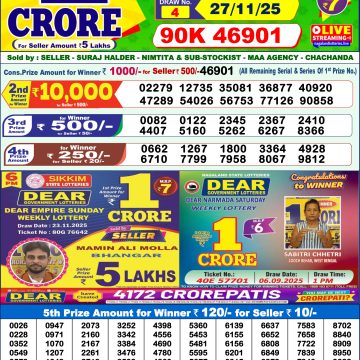 Lottery Result Today November 27, 2025