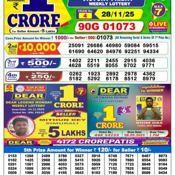 Lottery Result Today November 28, 2025