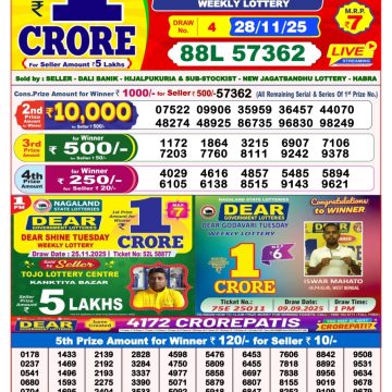 Lottery Result Today November 28, 2025