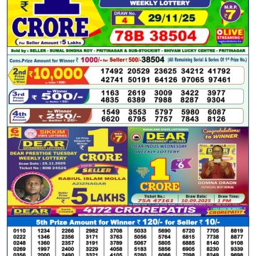 Lottery Result Today November 29, 2025