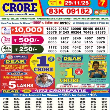 Lottery Result Today November 29, 2025