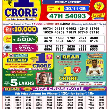 Lottery Result Today November 30, 2025
