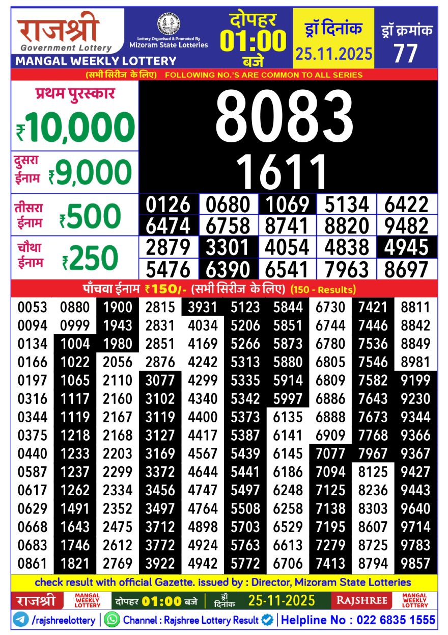 Lottery Result Today November 25, 2025