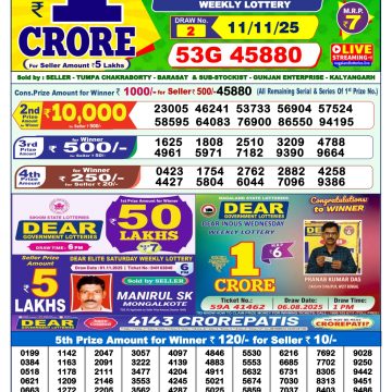 Lottery Result Today November 11, 2025