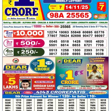 Lottery Result Today November 14, 2025