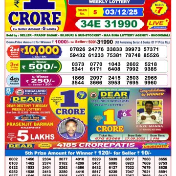 Lottery Result Today December 3, 2025