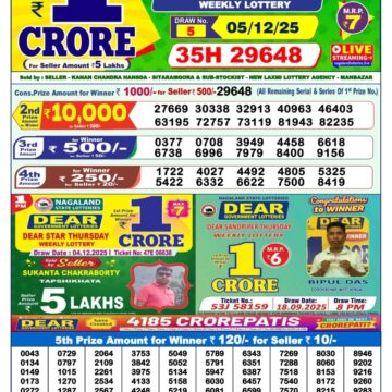 Lottery Result Today December 5, 2025