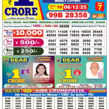 Lottery Result Today December 6, 2025