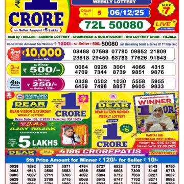 Lottery Result Today December 6, 2025