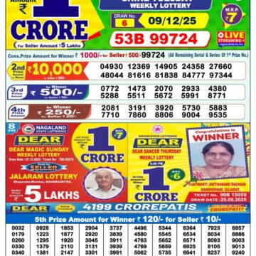 Lottery Result Today December 9, 2025